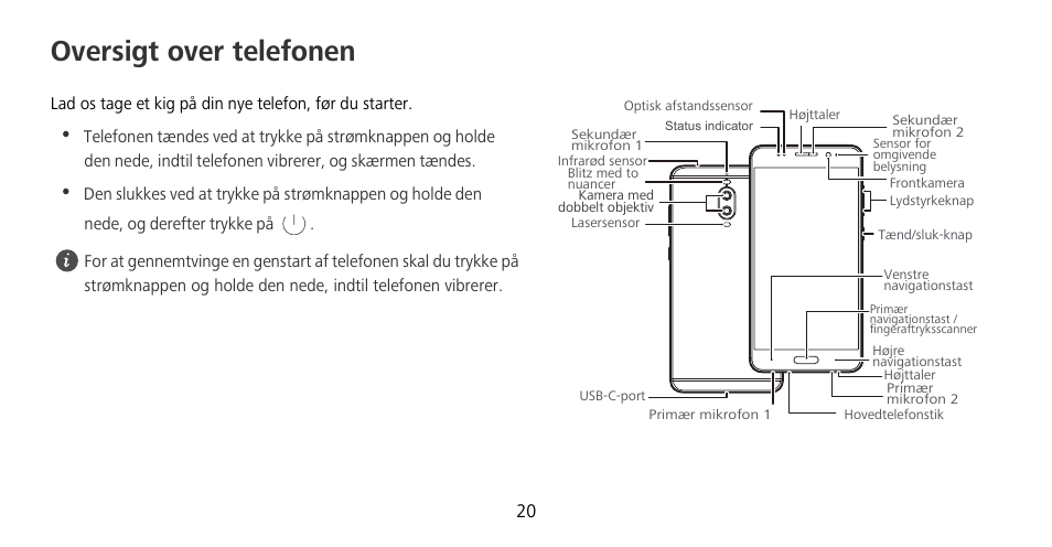 Oversigt over telefonen | Huawei Mate 9 Pro User Manual | Page 24 / 202