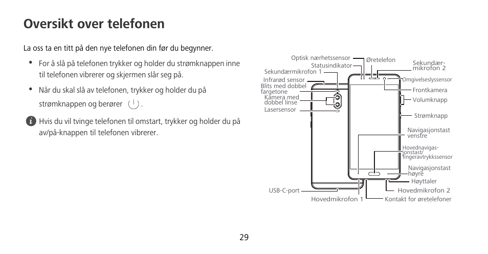 Oversikt over telefonen | Huawei Mate 9 Pro User Manual | Page 33 / 202