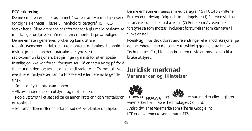 Juridisk merknad, Varemerker og tillatelser | Huawei Mate 9 Pro User Manual | Page 39 / 202