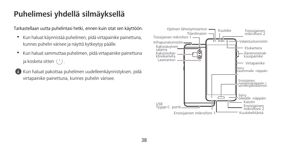 Puhelimesi yhdellä silmäyksellä | Huawei Mate 9 Pro User Manual | Page 42 / 202