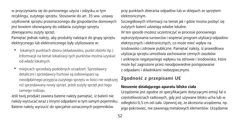 Zgodność z przepisami ue | Huawei Mate 9 Pro User Manual | Page 56 / 202