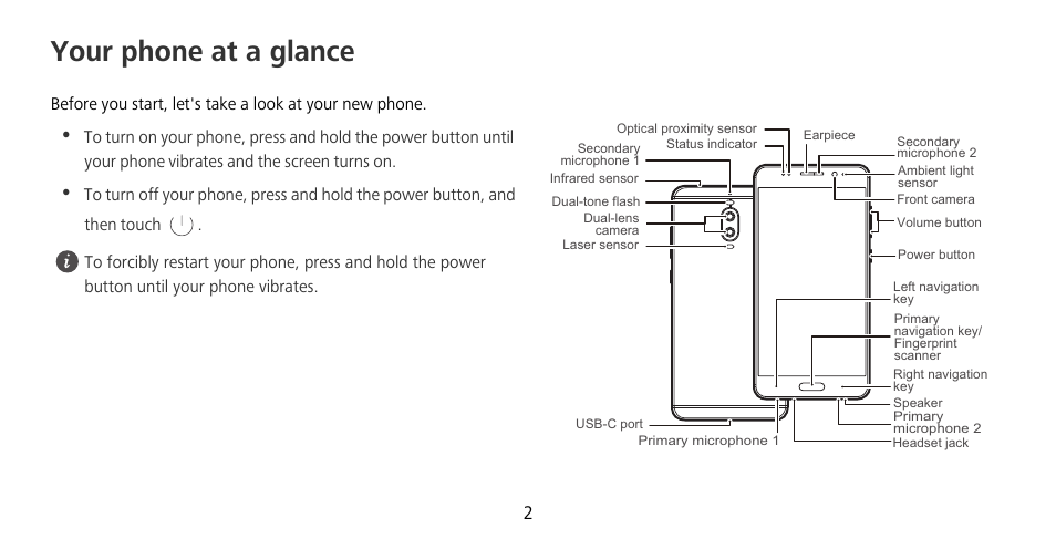 Your phone at a glance | Huawei Mate 9 Pro User Manual | Page 6 / 202