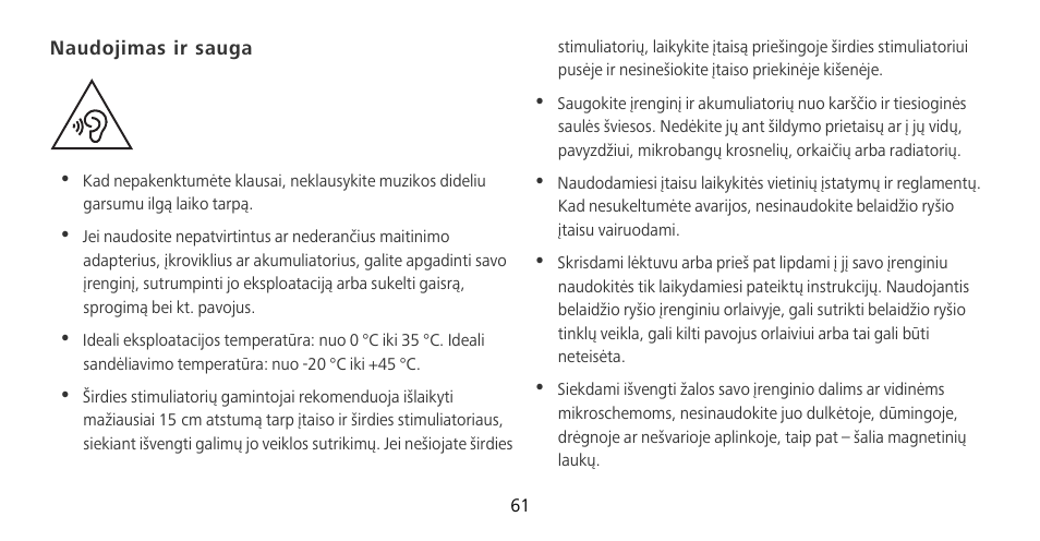 Naudojimas ir sauga | Huawei Mate 9 Pro User Manual | Page 65 / 202