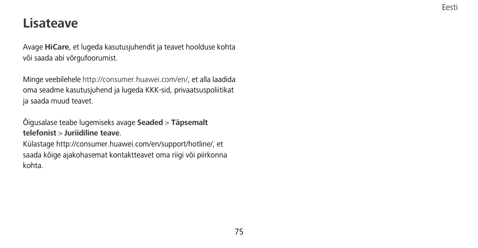 Lisateave | Huawei Mate 9 Pro User Manual | Page 79 / 202