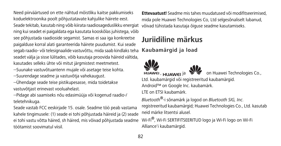 Juriidiline märkus, Kaubamärgid ja load | Huawei Mate 9 Pro User Manual | Page 86 / 202