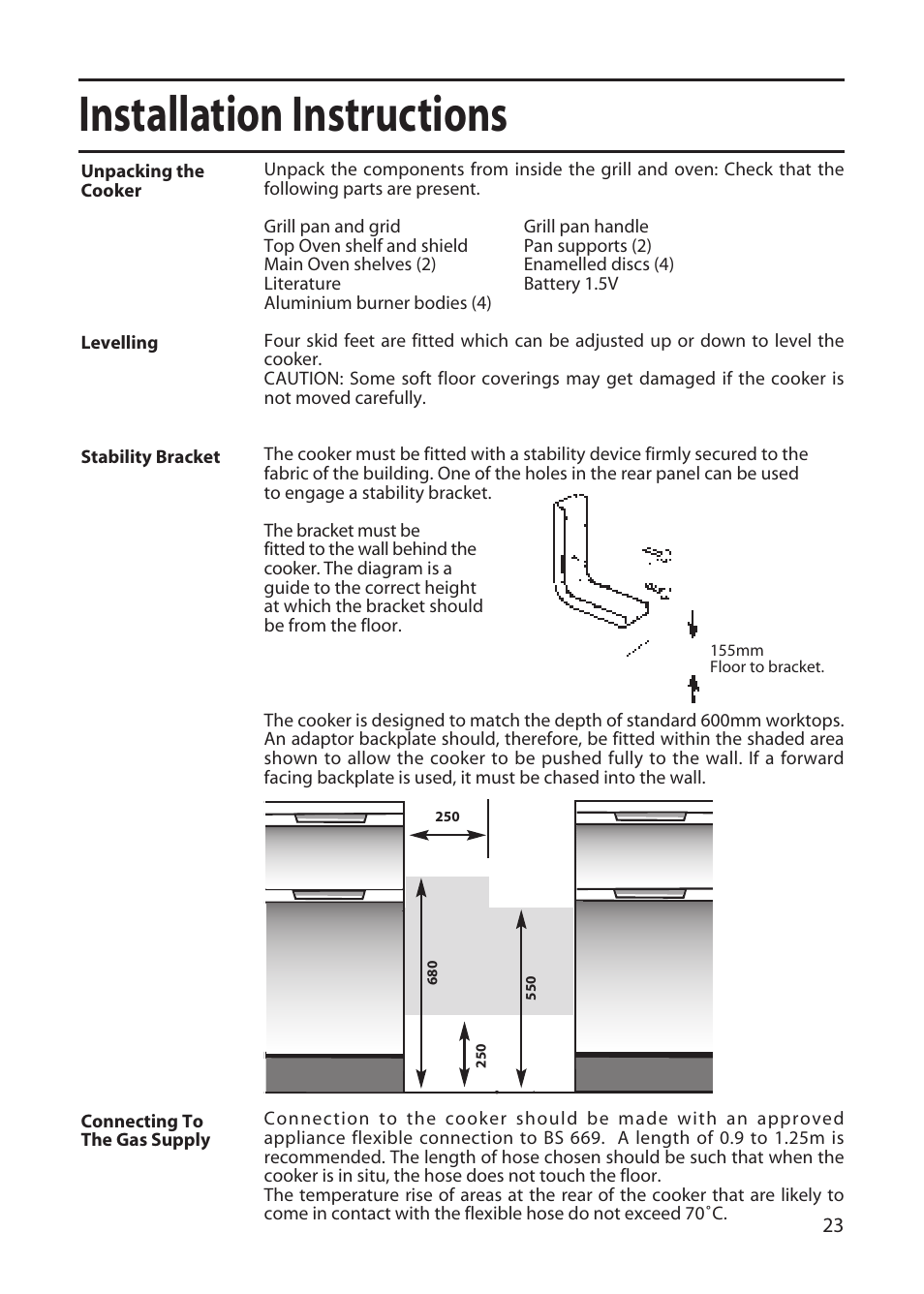 Installation instructions | Creda GDW51 User Manual | Page 23 / 28