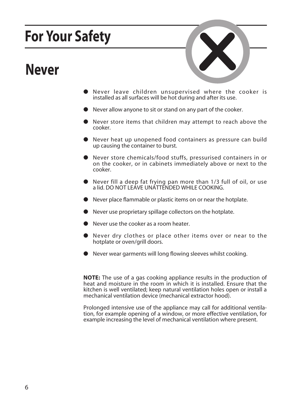 For your safety, Never | Creda GDW51 User Manual | Page 6 / 28