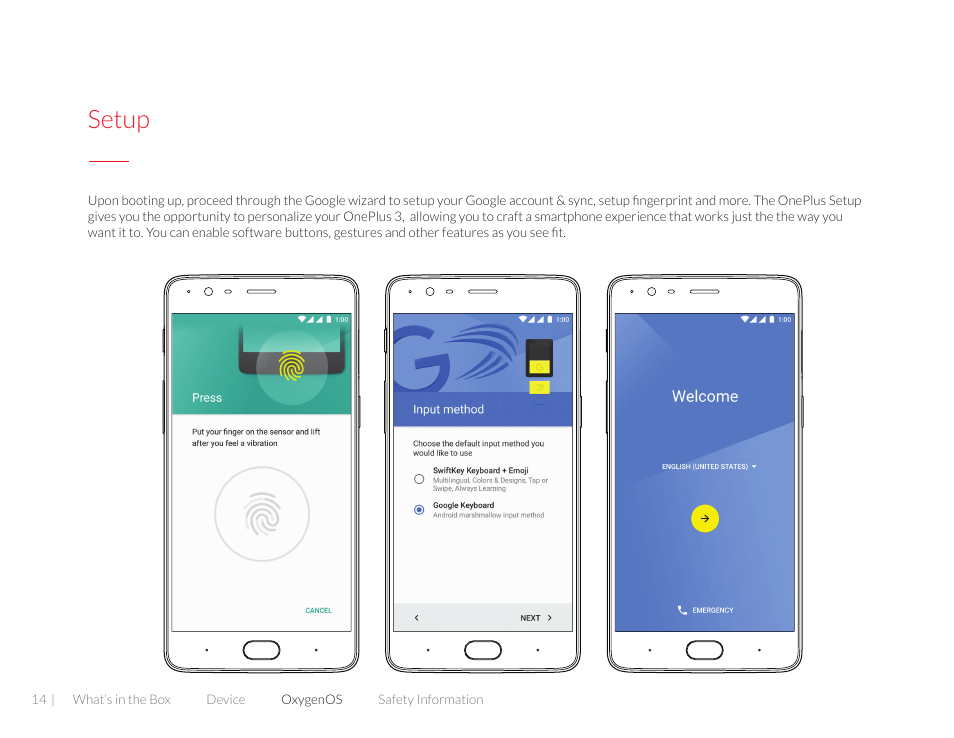 Setup | One plus 3T User Manual | Page 14 / 37