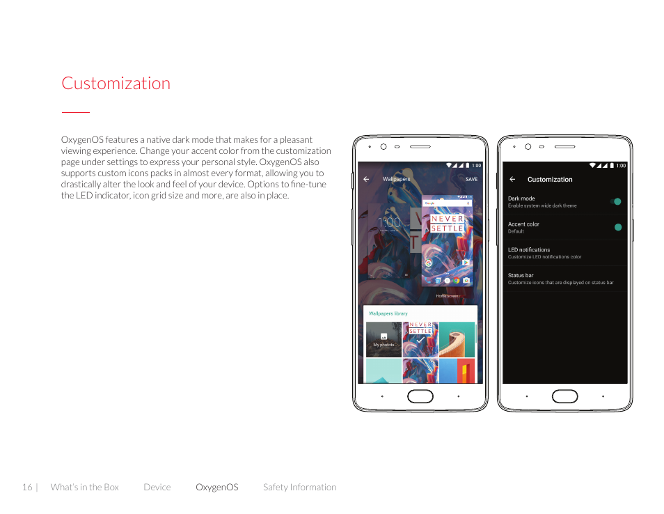 Customization | One plus 3T User Manual | Page 16 / 37