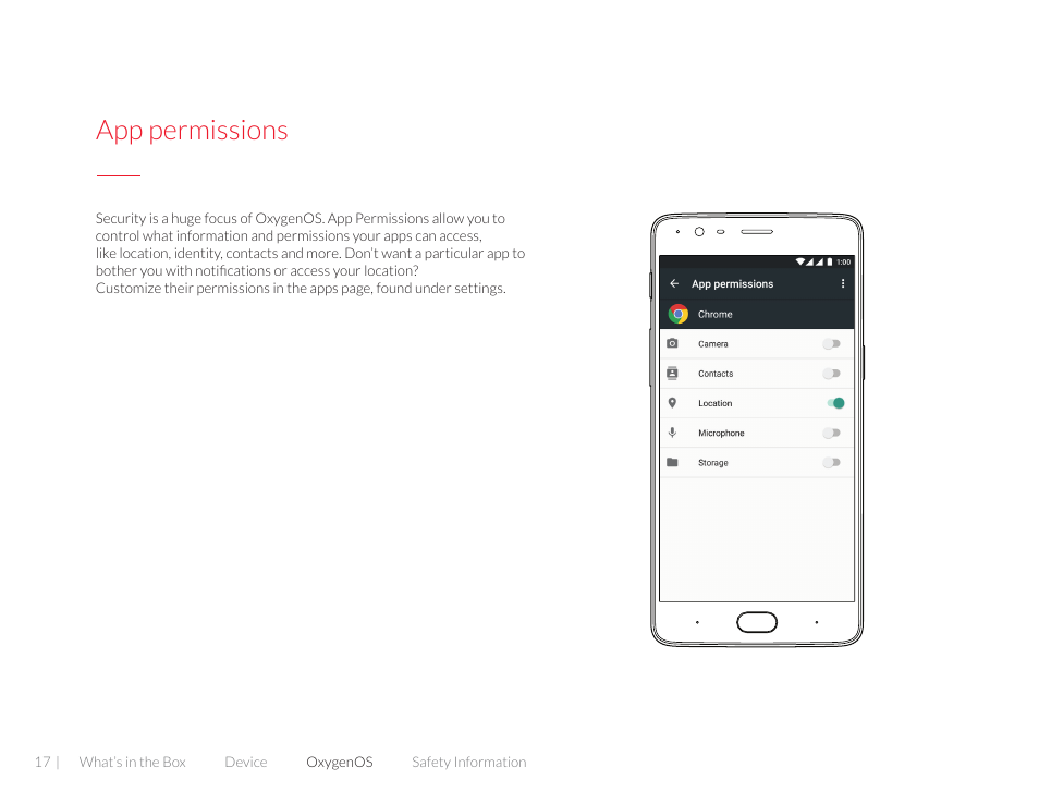 App permissions | One plus 3T User Manual | Page 17 / 37