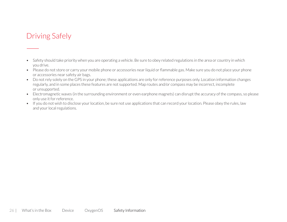 Driving safely | One plus 3T User Manual | Page 26 / 37