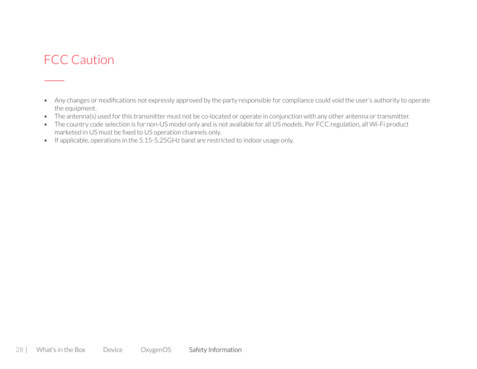 Fcc caution | One plus 3T User Manual | Page 28 / 37