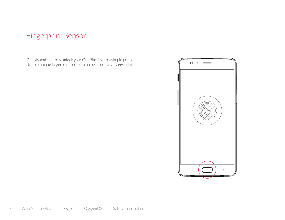 Fingerprint sensor | One plus 3T User Manual | Page 7 / 37