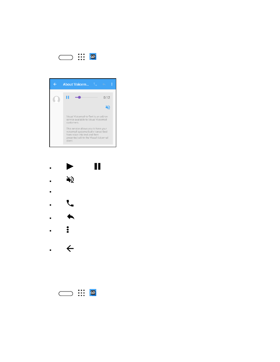 Review visual voicemail, Visual voicemail options | HTC 10 Sprint User Manual | Page 104 / 260