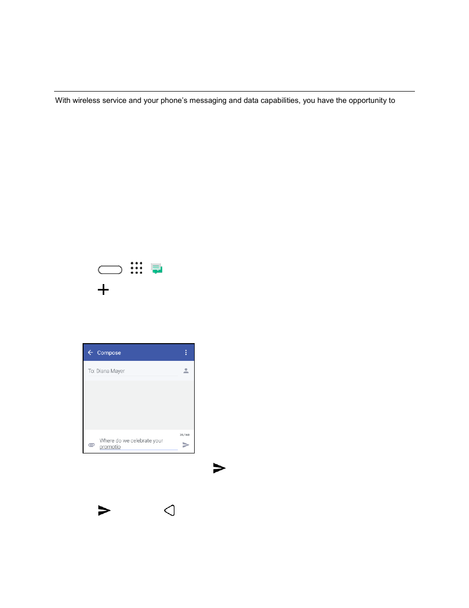 Messaging, Text and multimedia messaging, Send a text message (sms) | Text and multimedia, Send a text, Message (sms) | HTC 10 Sprint User Manual | Page 123 / 260