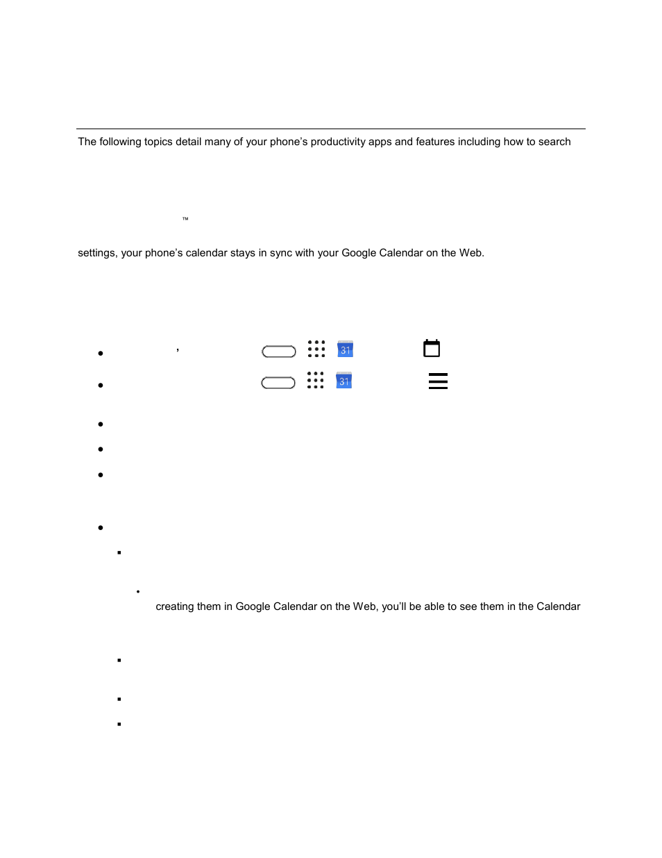 Productivity, Google calendar | HTC 10 Sprint User Manual | Page 188 / 260