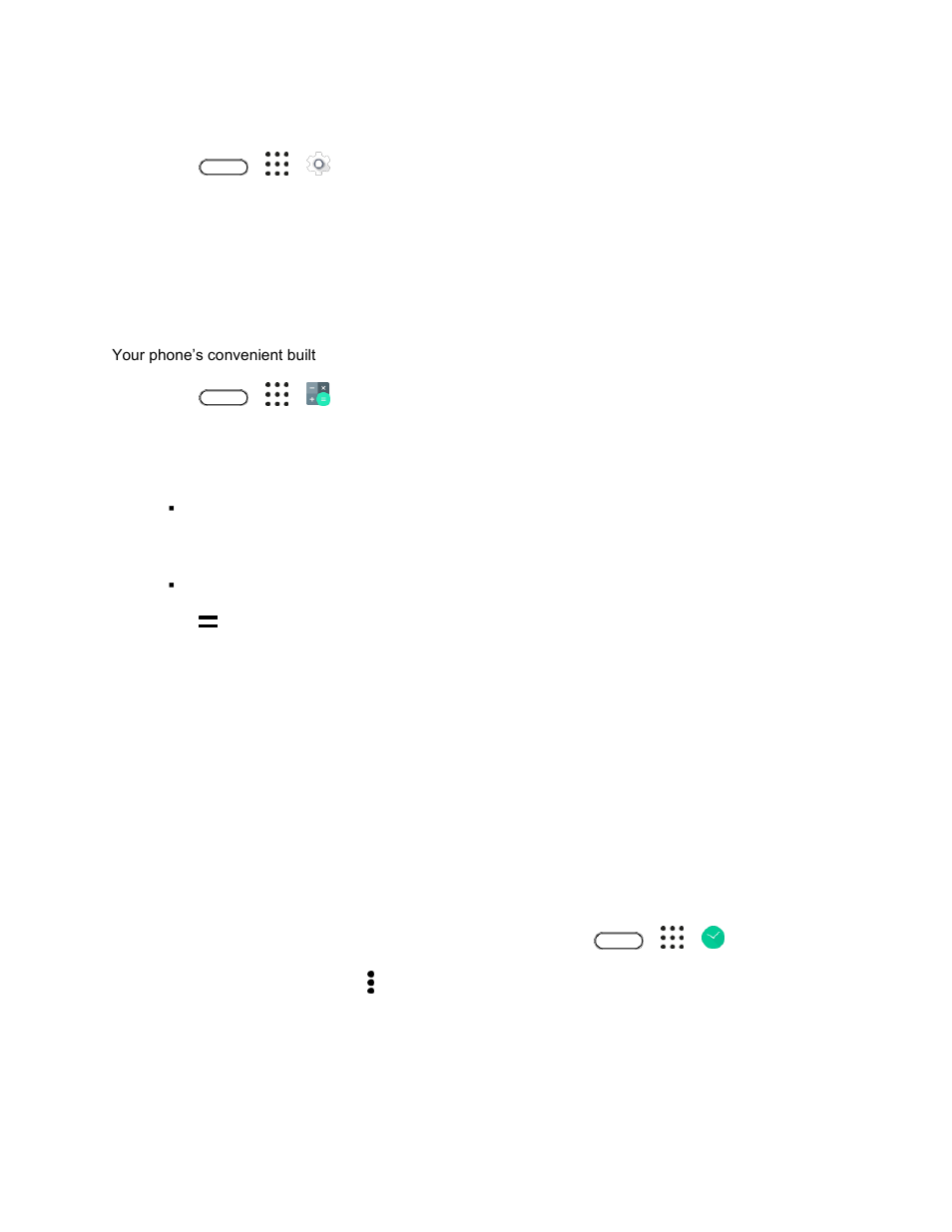 Calculator, Clock, Check the time | Set the date and time manually | HTC 10 Sprint User Manual | Page 197 / 260