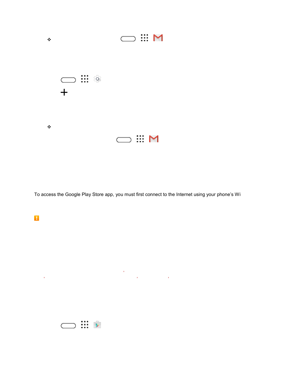 Sign in to your google account, Google play store, Find and install an app | HTC 10 Sprint User Manual | Page 55 / 260