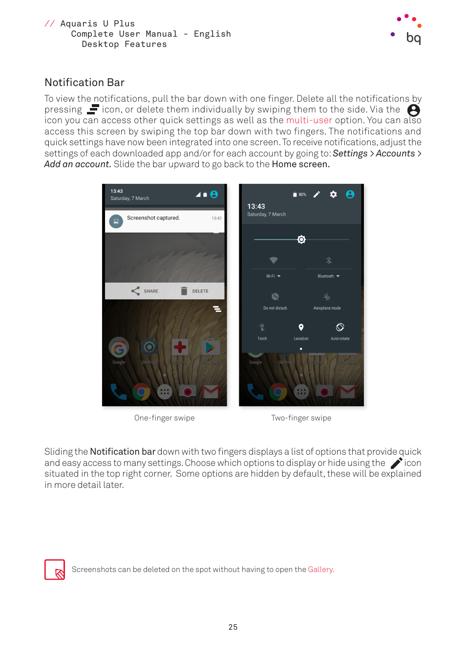 Notification bar | BQ Aquaris U Plus User Manual | Page 25 / 87