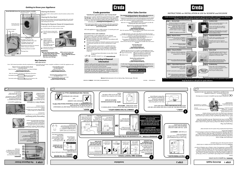 Creda W200FW User Manual | 2 pages