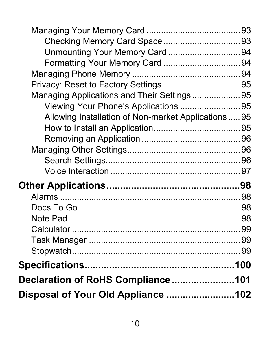 ZTE BLADE User Manual | Page 10 / 102