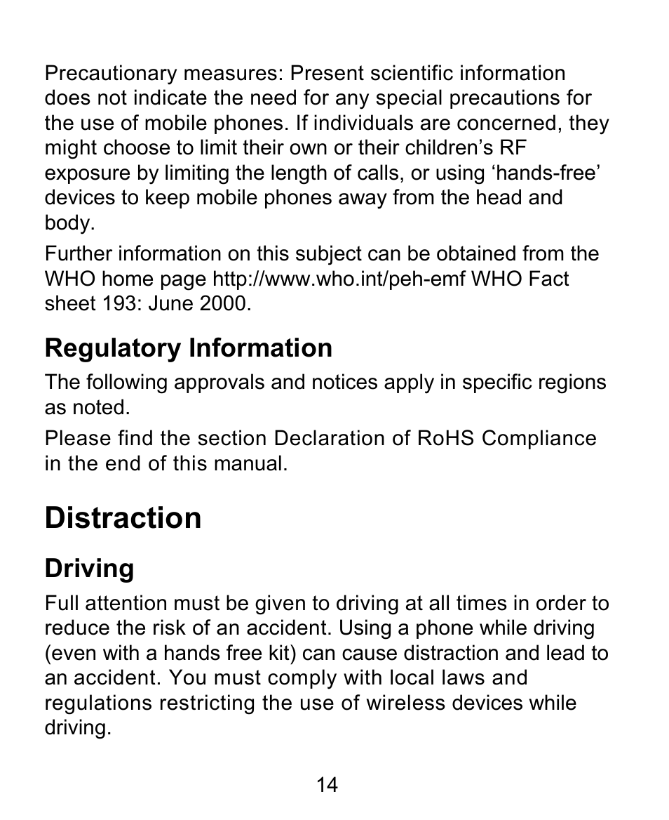 Distraction | ZTE BLADE User Manual | Page 14 / 102