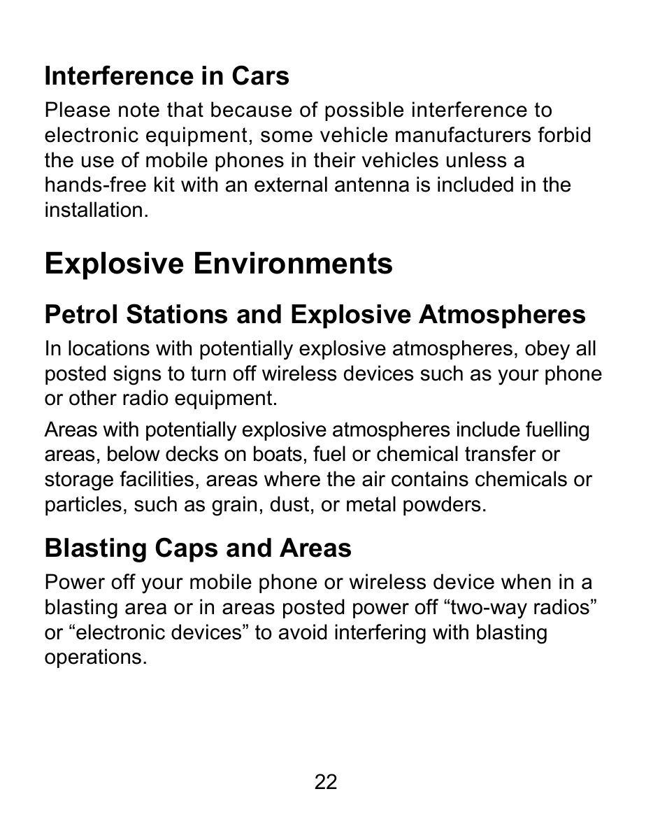 Explosive environments | ZTE BLADE User Manual | Page 22 / 102