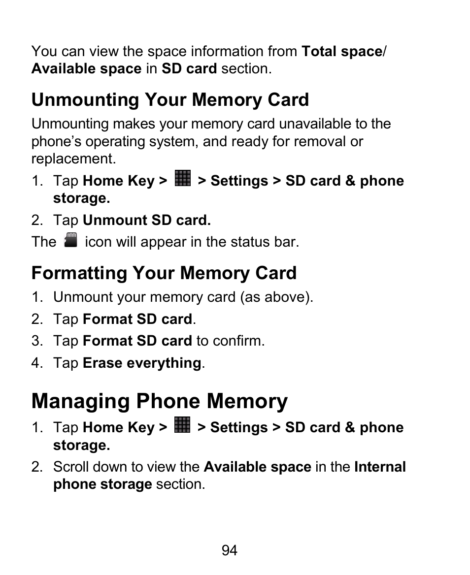 ZTE BLADE User Manual | Page 94 / 102
