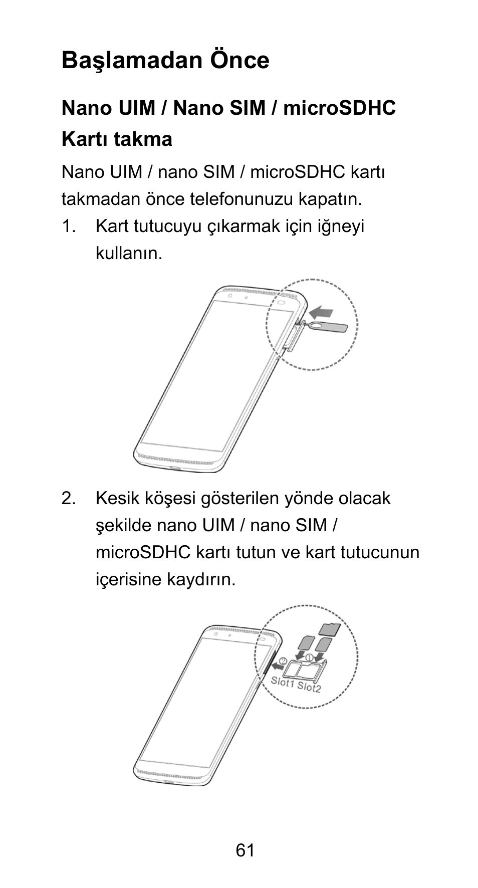 Başlamadan önce | ZTE Axon mini User Manual | Page 63 / 96