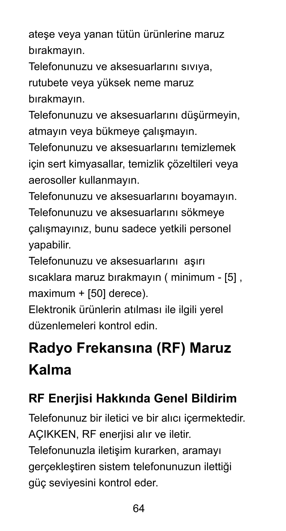 Radyo frekansına (rf) maruz kalma | ZTE Axon mini User Manual | Page 66 / 96
