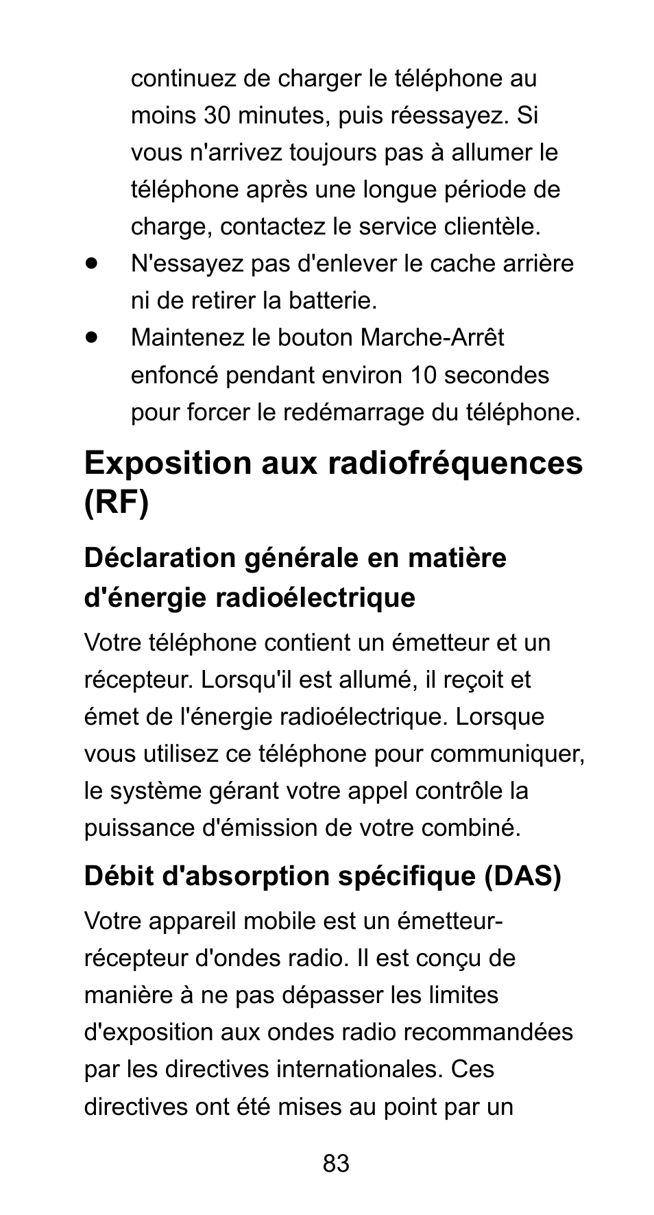 Exposition aux radiofréquences (rf) | ZTE Axon mini User Manual | Page 85 / 96