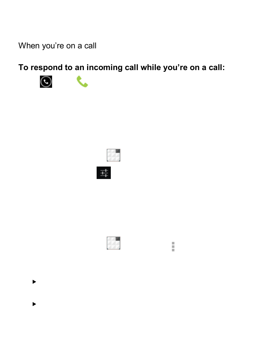 Adjusting your call settings, Switch between current calls, Select default ringtone and vibration | Set voicemail | ZTE Blade A430 User Manual | Page 64 / 125