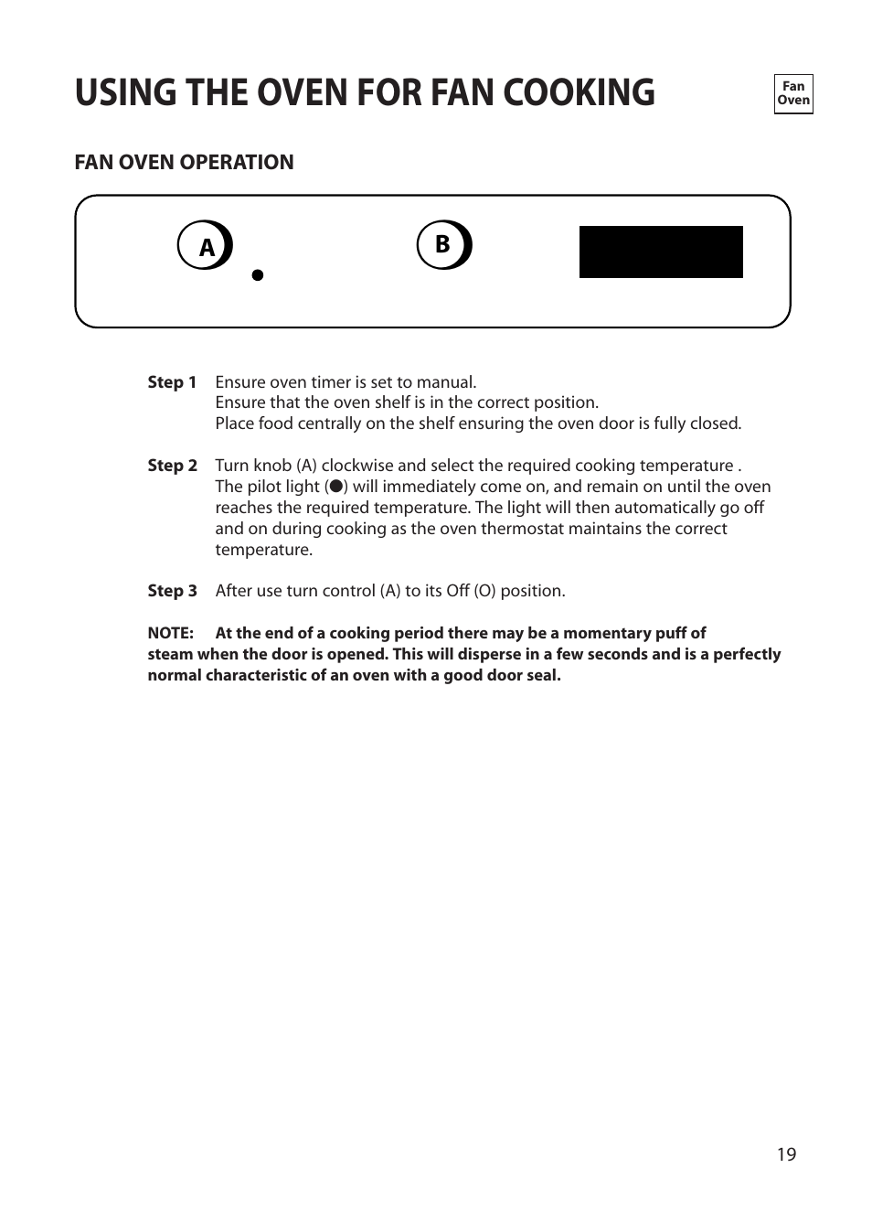 Using the oven for fan cooking | Creda REFLECTION User Manual | Page 19 / 36