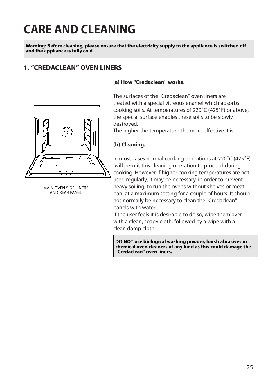 Care and cleaning | Creda REFLECTION User Manual | Page 25 / 36