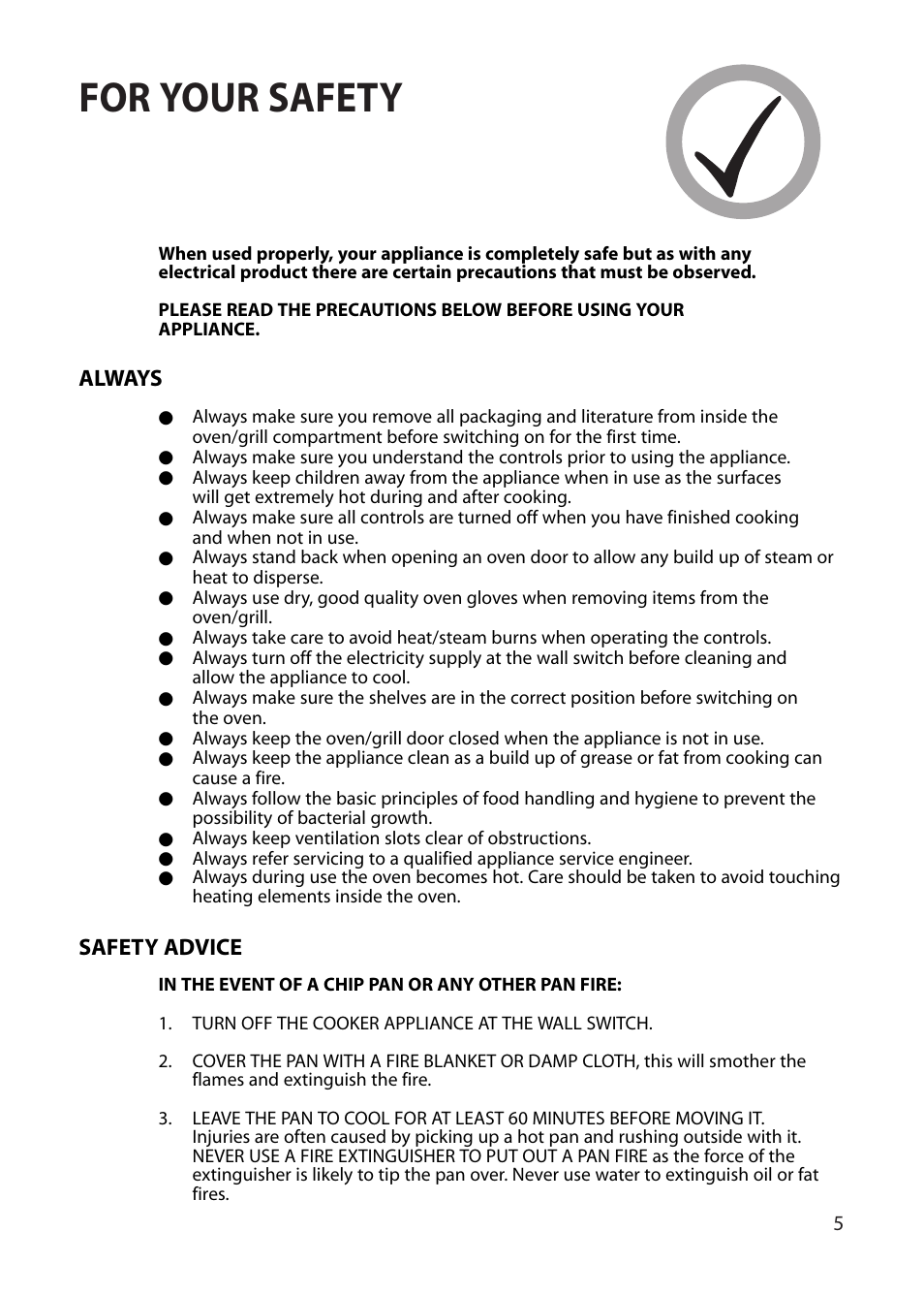 For your safety | Creda REFLECTION User Manual | Page 5 / 36
