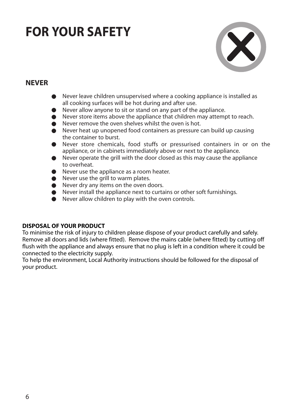 For your safety | Creda REFLECTION User Manual | Page 6 / 36