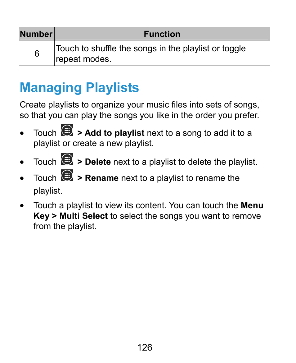Managing playlists | ZTE Kis3 User Manual | Page 127 / 176
