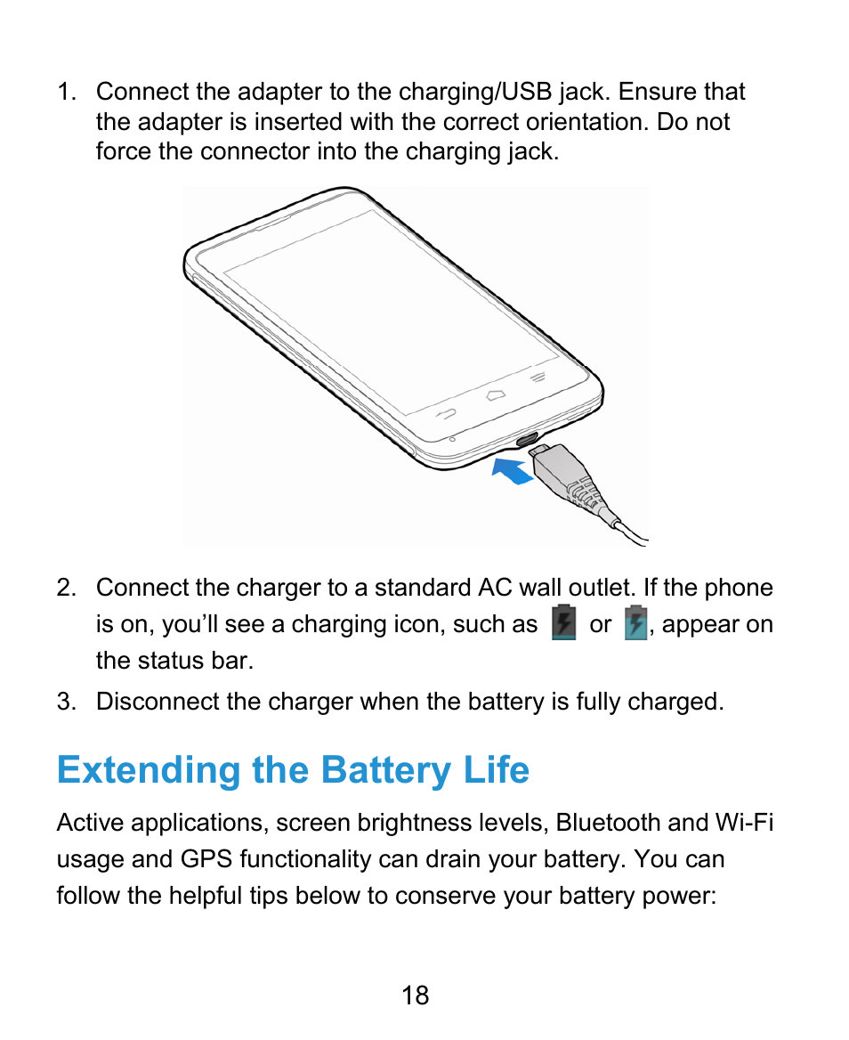 Extending the battery life | ZTE Kis3 User Manual | Page 19 / 176