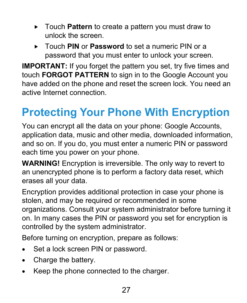 Protecting your phone with encryption | ZTE Kis3 User Manual | Page 28 / 176