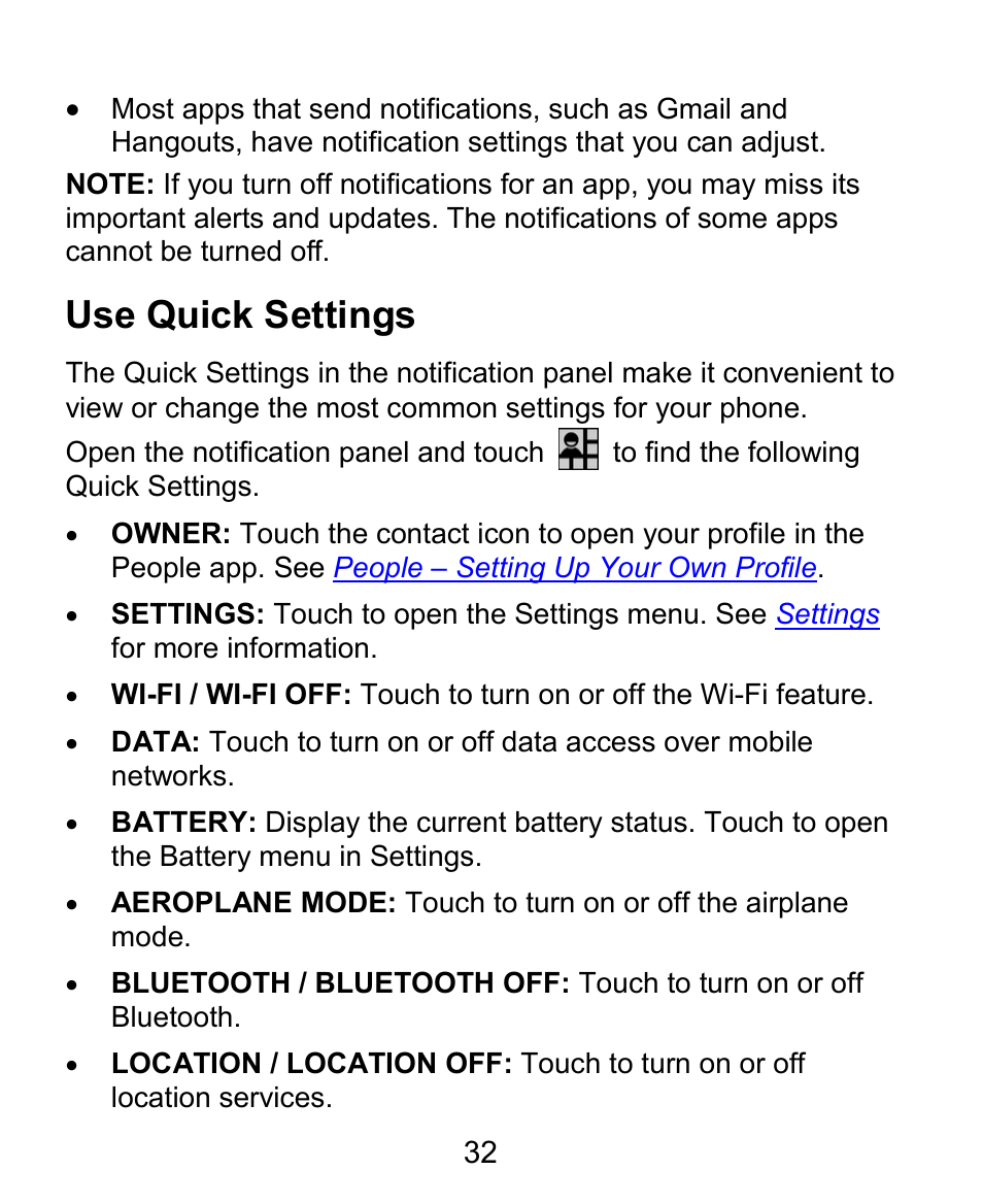 Use quick settings | ZTE Kis3 User Manual | Page 33 / 176