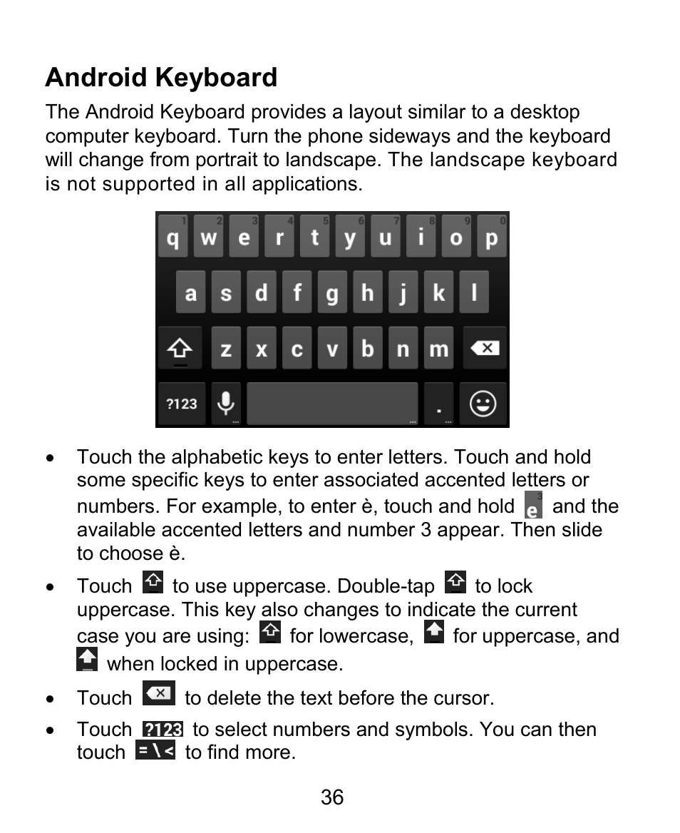 Android keyboard | ZTE Kis3 User Manual | Page 37 / 176