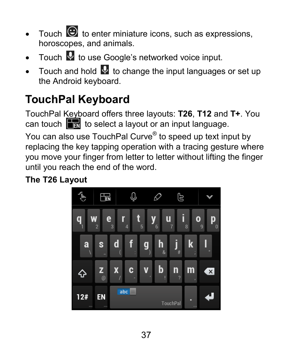 Touchpal keyboard | ZTE Kis3 User Manual | Page 38 / 176