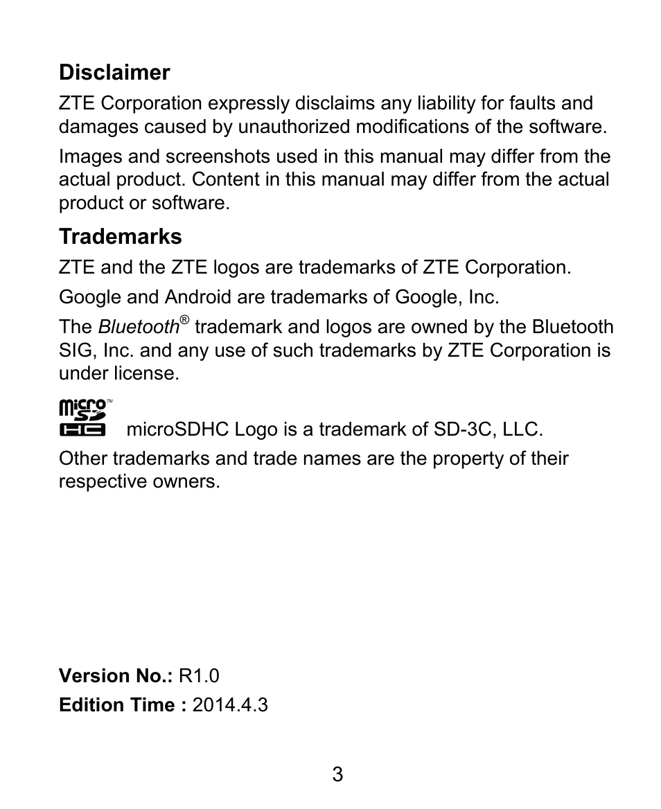 ZTE Kis3 User Manual | Page 4 / 176