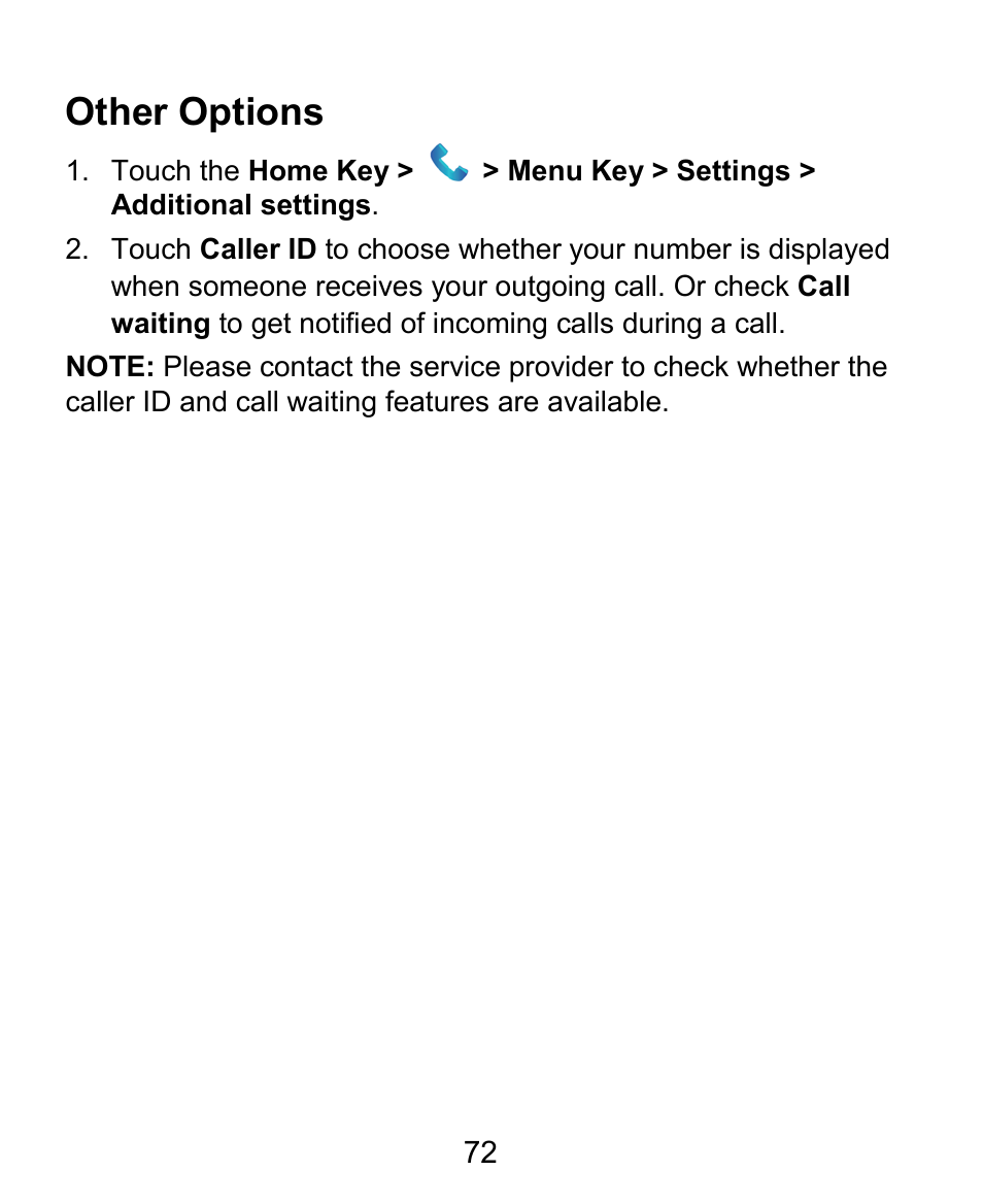 Other options | ZTE Kis3 User Manual | Page 73 / 176