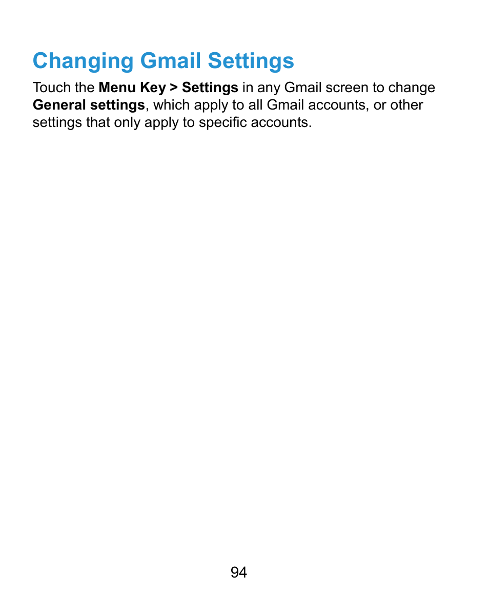Changing gmail settings | ZTE Kis3 User Manual | Page 95 / 176