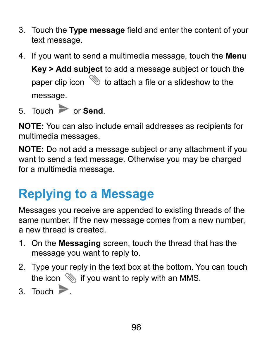 Replying to a message | ZTE Kis3 User Manual | Page 97 / 176