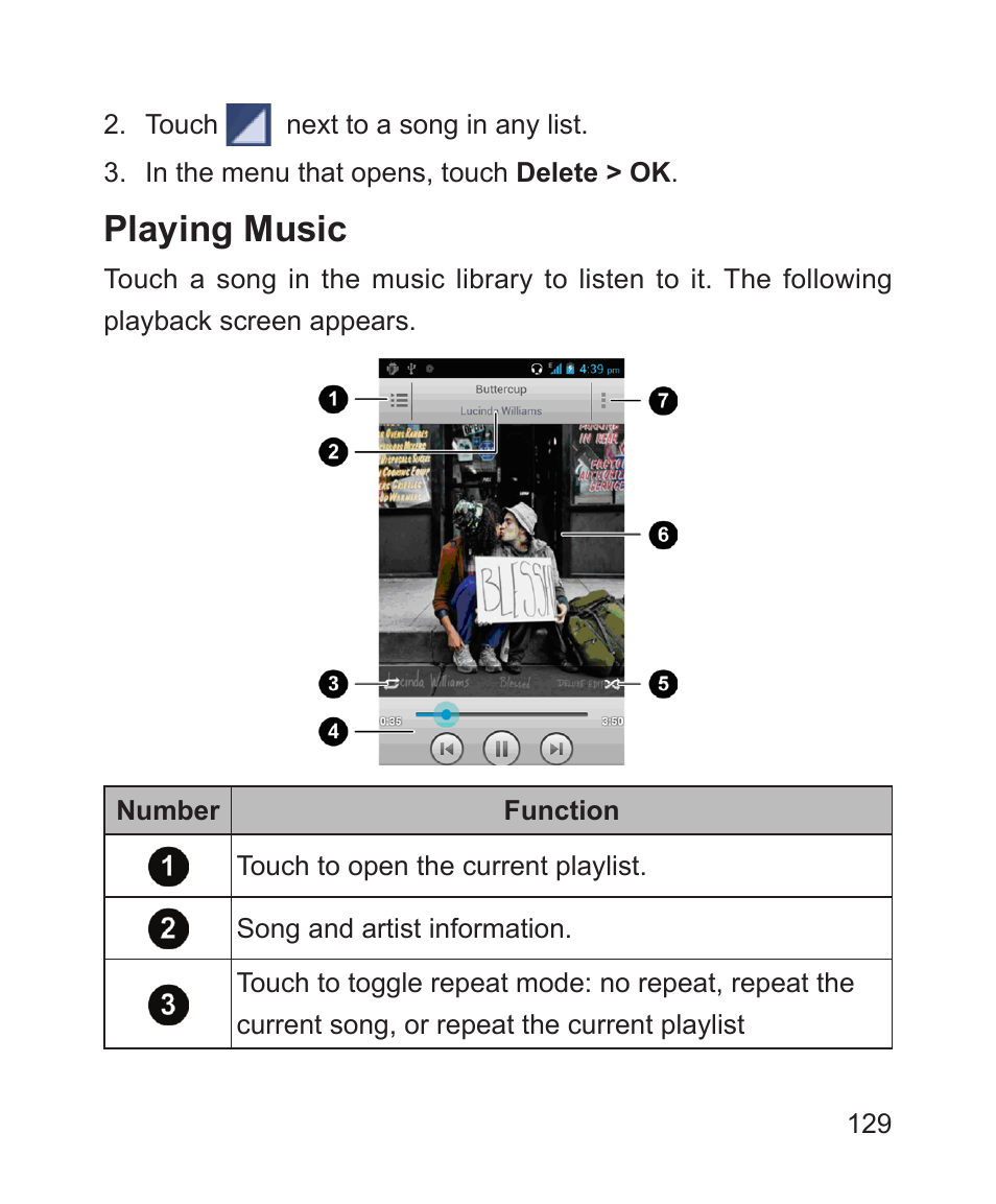 Playing music | ZTE Blade 3 User Manual | Page 129 / 179