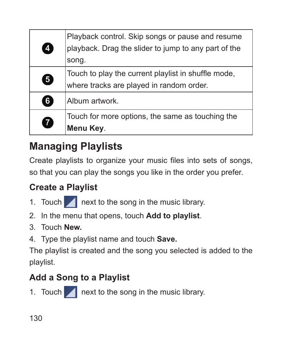 Managing playlists | ZTE Blade 3 User Manual | Page 130 / 179