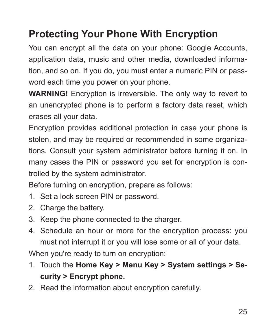 Protecting your phone with encryption | ZTE Blade 3 User Manual | Page 25 / 179