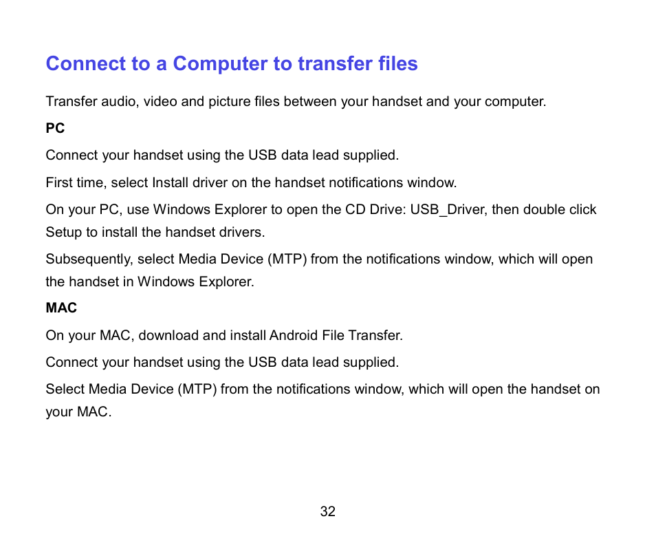 Connect to a computer to transfer files | ZTE A462 / Telstra Smart Plus User Manual | Page 33 / 56